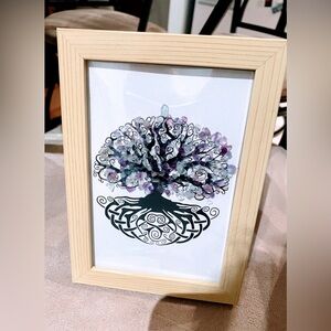 Framed Tree of Life Art with Gemstones